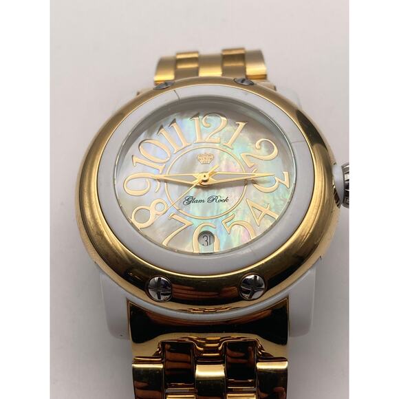 Glam Rock Swiss Womens Watch 46mm New Battery Date WR 10ATM Small Wrist 5-5.25 - Picture 4 of 11